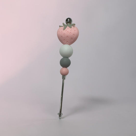 Strawberry (Pink and Gray) Beaded 4-inch Pokey Tool – Craft Pick for Vinyl Weeding & Detail Work