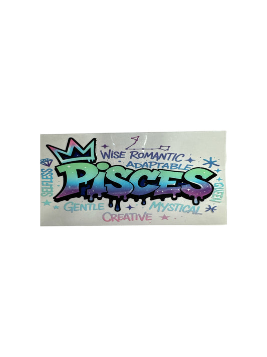Pisces Zodiac Sign UV DTF 16oz Cup Wrap, 338 Tumbler Decal