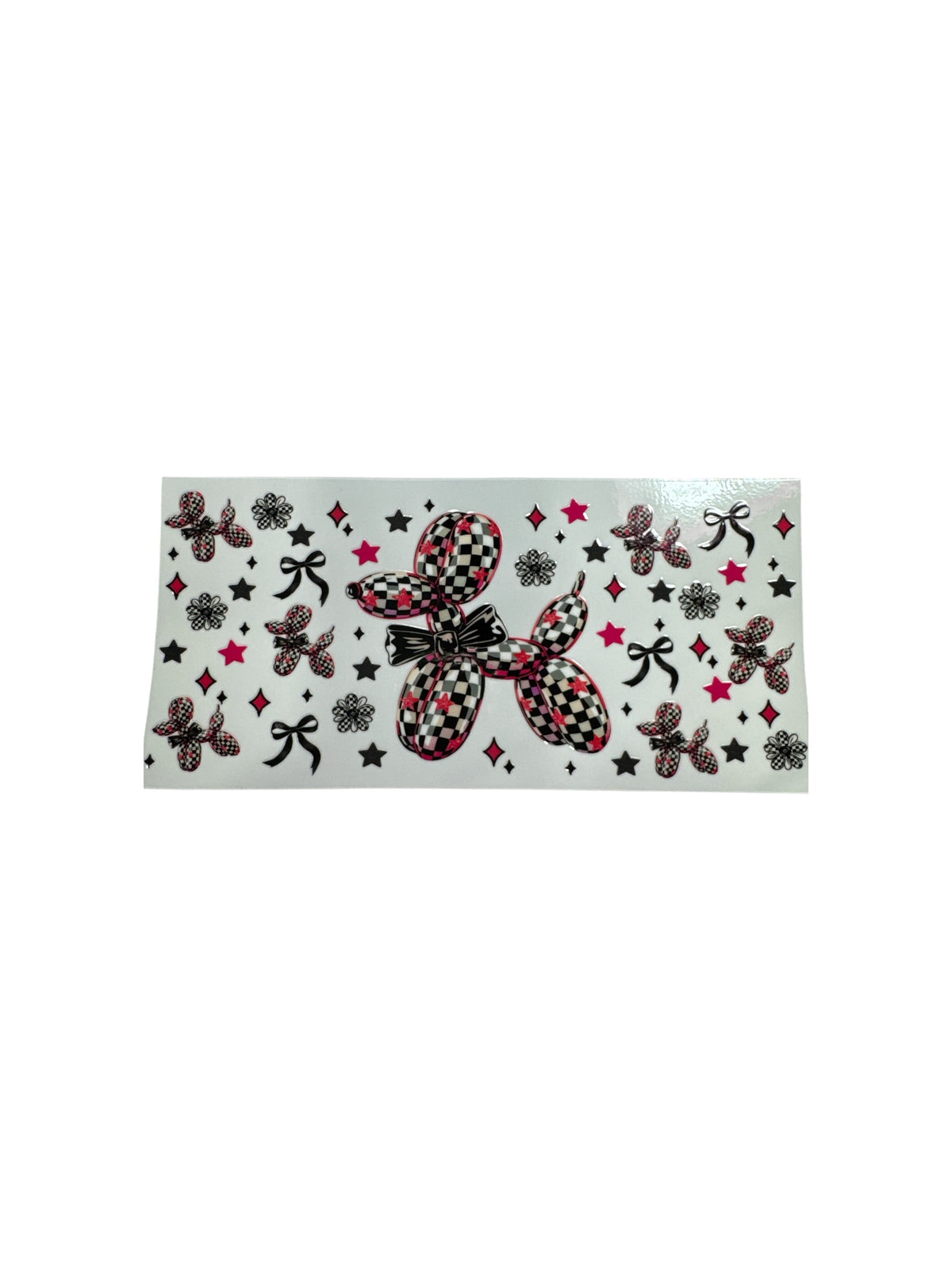 Balloon Dogs - Pink and Black 16oz UV DTF Cup Wrap Transfer for Cups #346