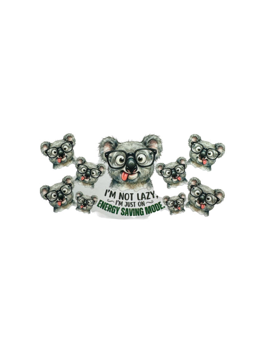 Koala "Energy Saving Mode" 16oz UV DTF Cup Wrap Transfer for Cups #394