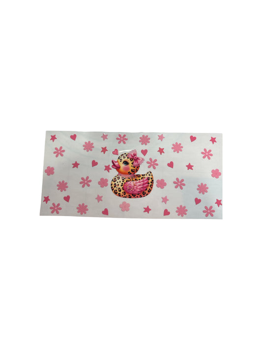 Duck with a Bow 16oz UV DTF Cup Wrap #404