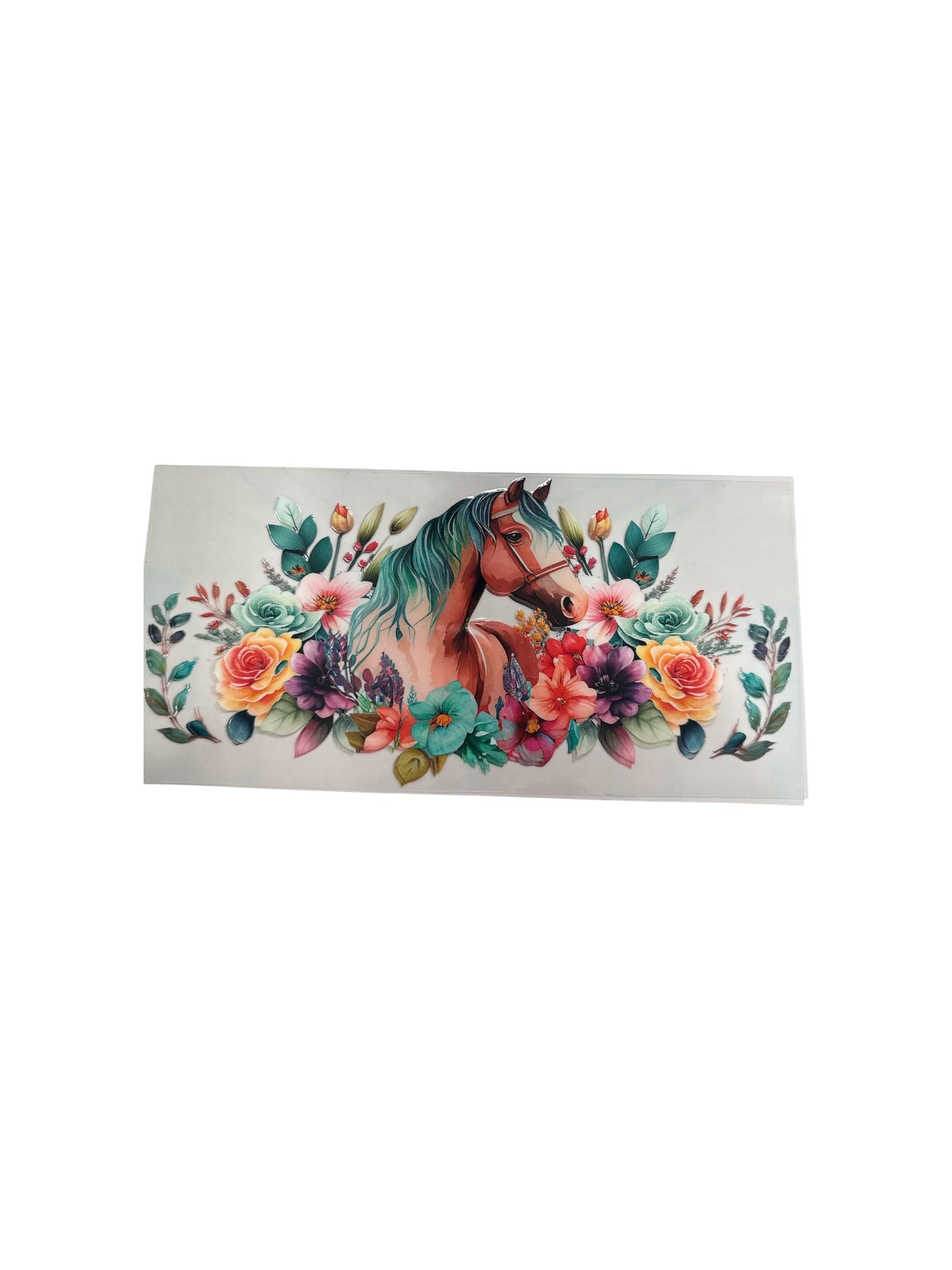 Horse with Flowers 16oz UV DTF Cup Wrap #406