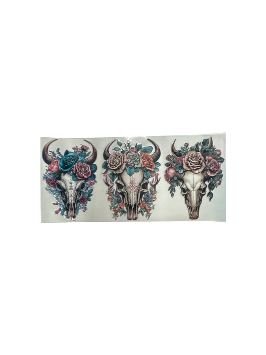 Skulls and Flowers 16oz UV DTF Cup Wrap #408