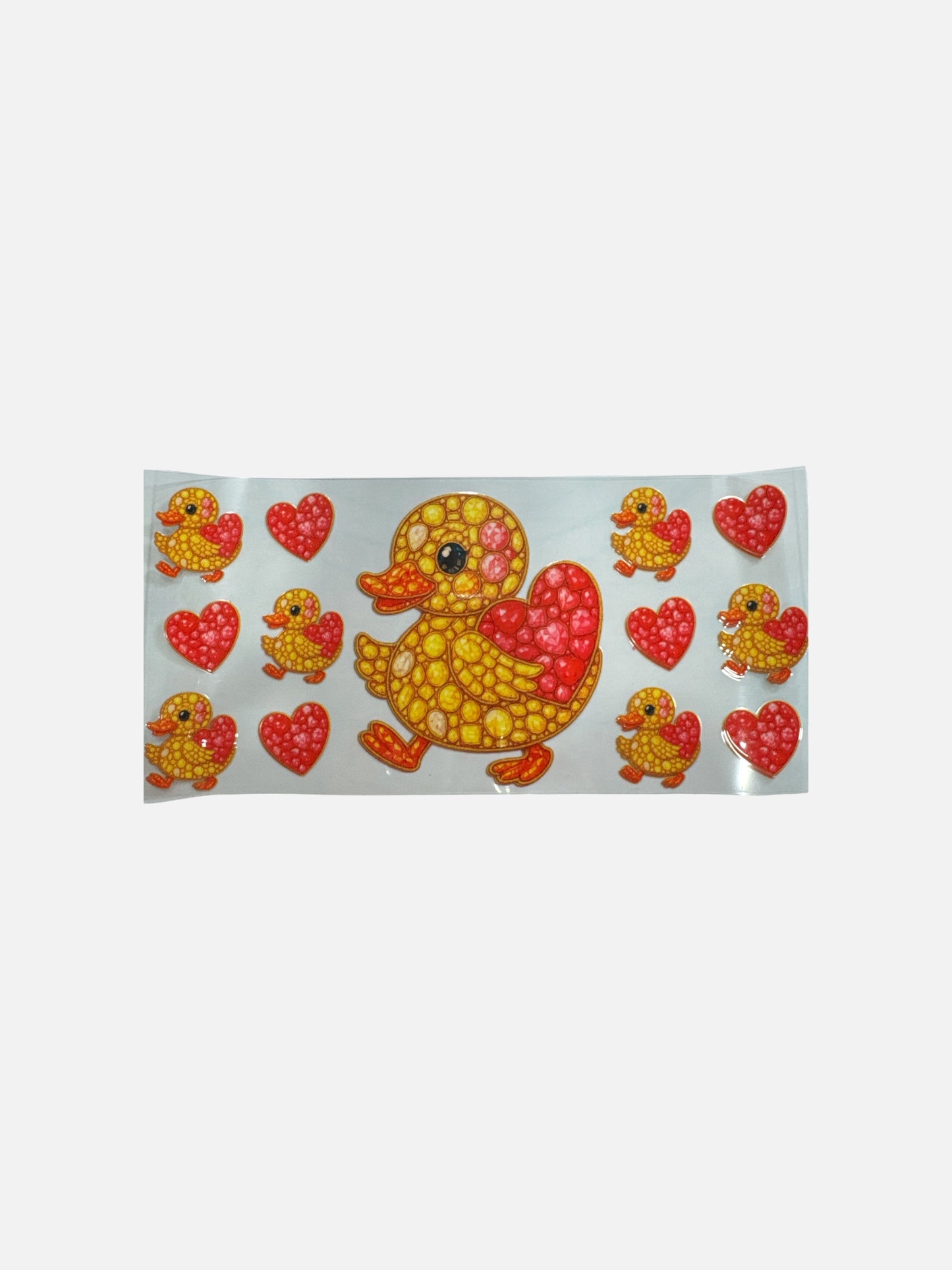 Duck and Hearts (Rhinestone) 16oz UV DTF Cup Wrap #409