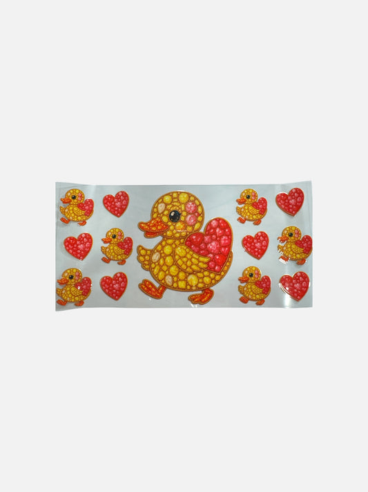 Duck and Hearts (Rhinestone) 16oz UV DTF Cup Wrap #409