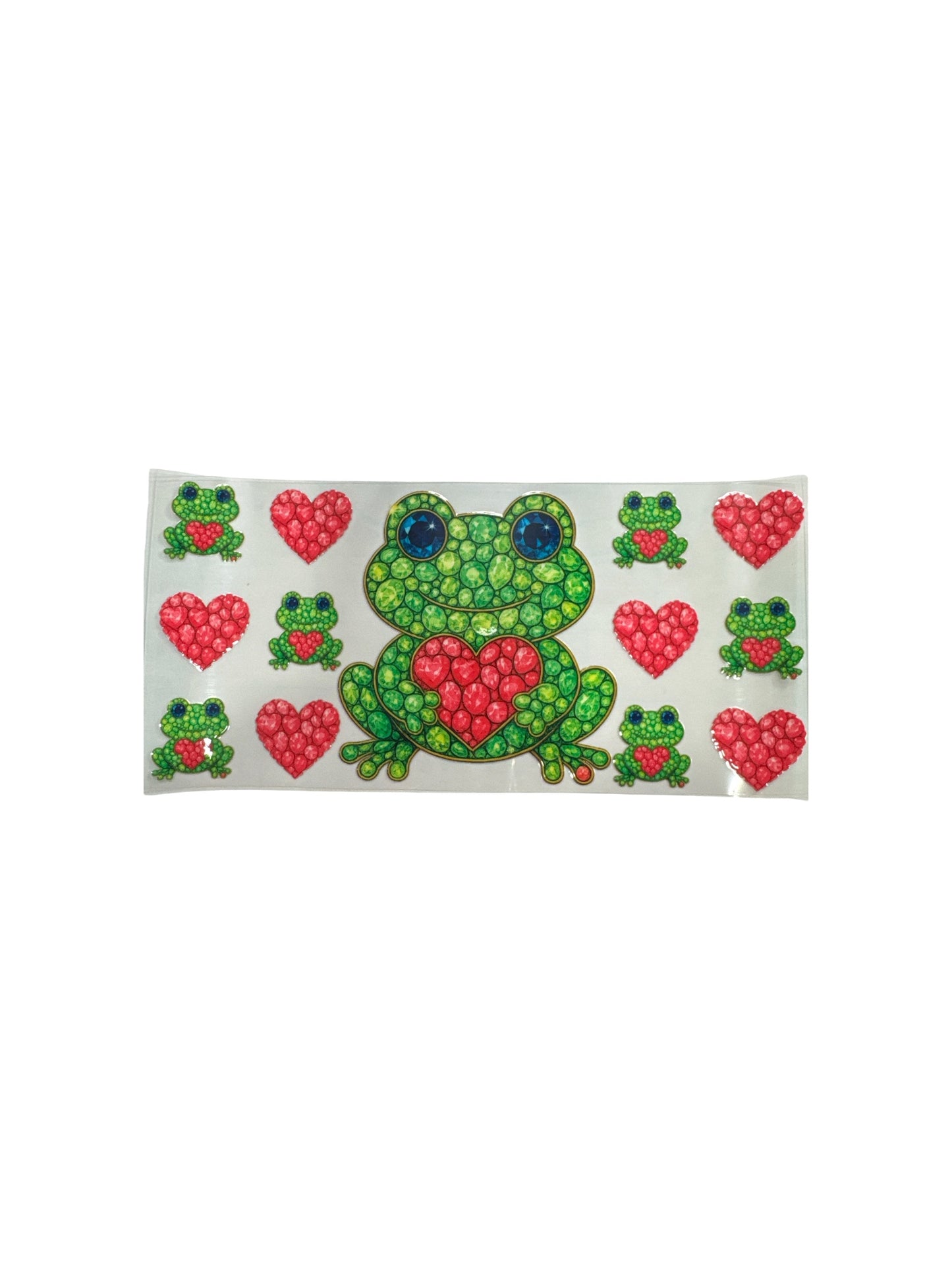 Frog and Hearts (Rhinestone) 16oz UV DTF Cup Wrap #410