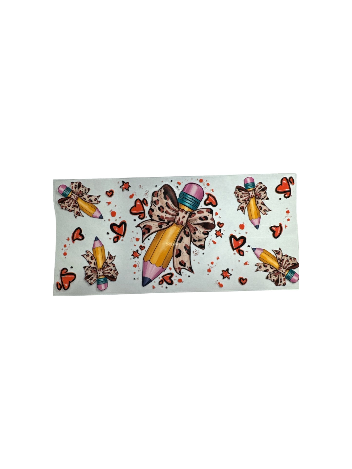 Pencil with Bows 16oz UV DTF Cup Wrap Transfer for Cups #353