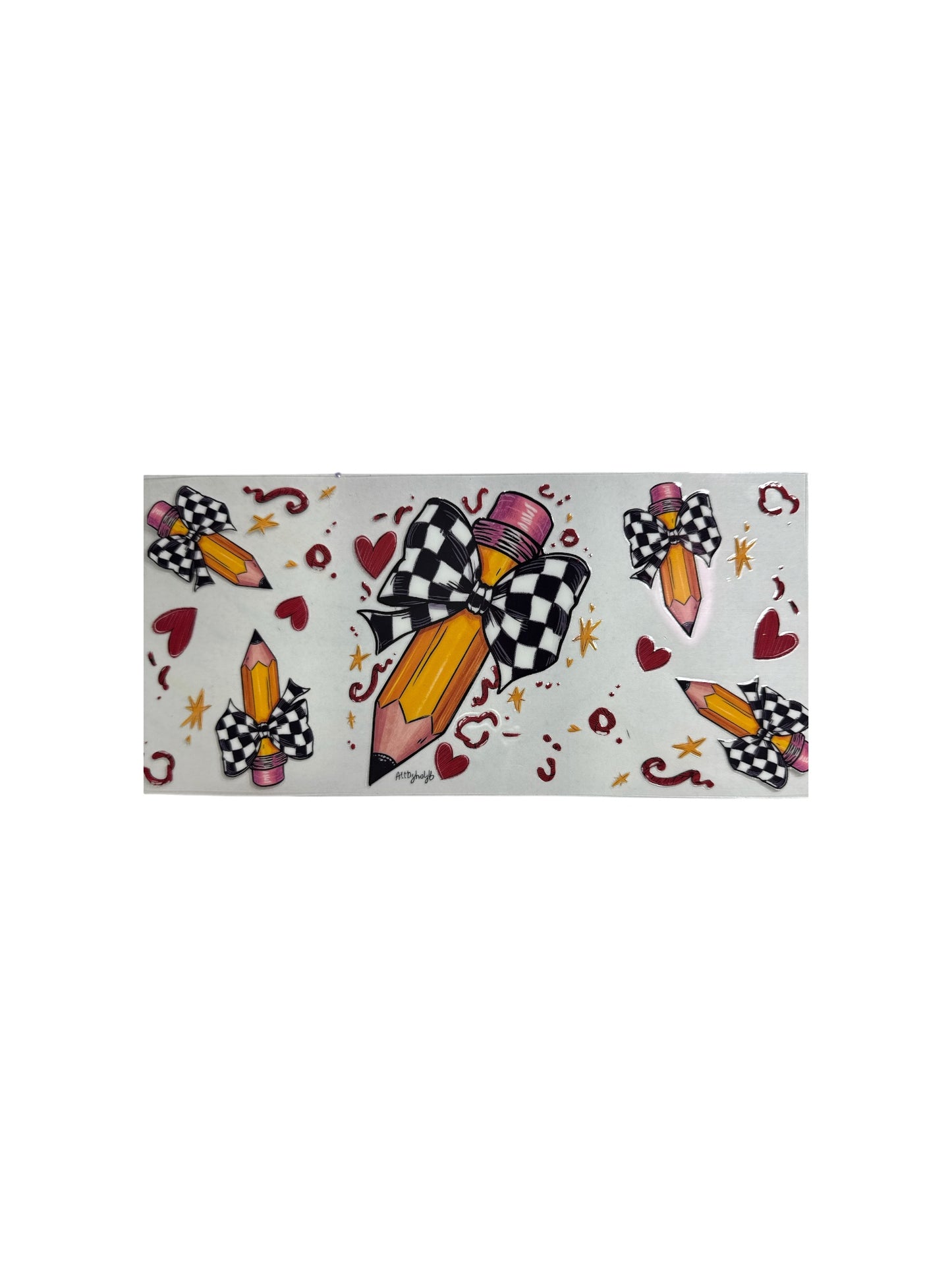 Pencil with Bows 16oz UV DTF Cup Wrap Transfer for Cups #354