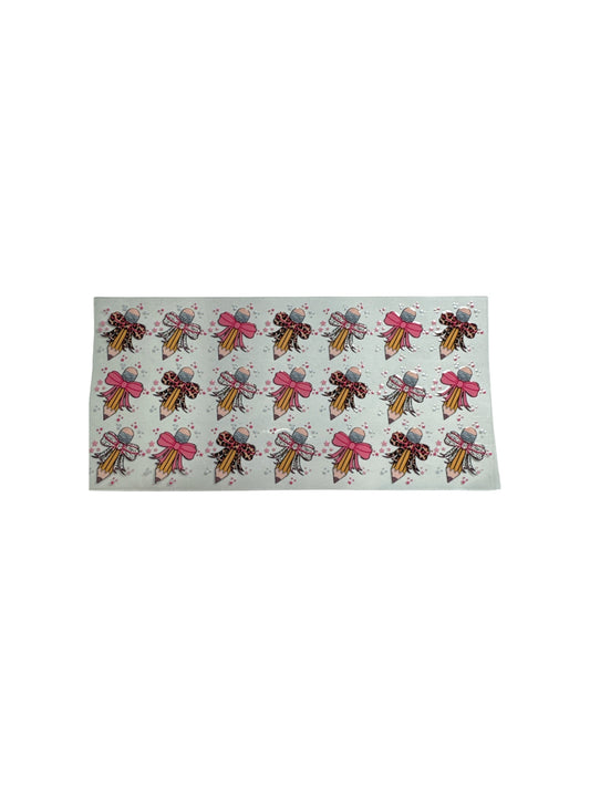 Pencils and bows 16oz UV DTF Cup Wrap Transfer for Cups #355