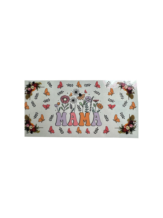 Mama with Flowers UV DTF 16oz Cup Wrap, #371