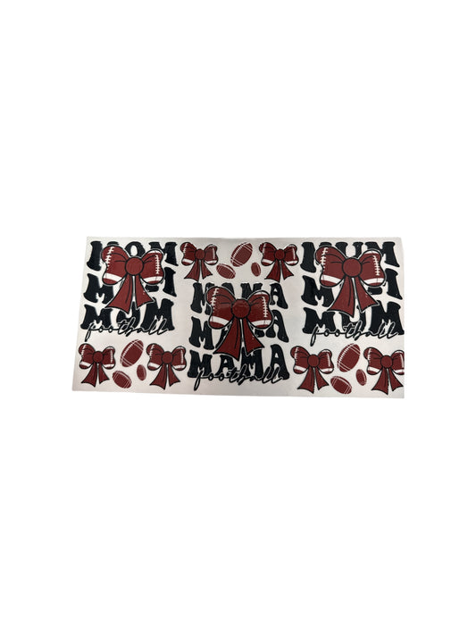 Football Mom Bows UV DTF 16oz Cup Wrap, #378