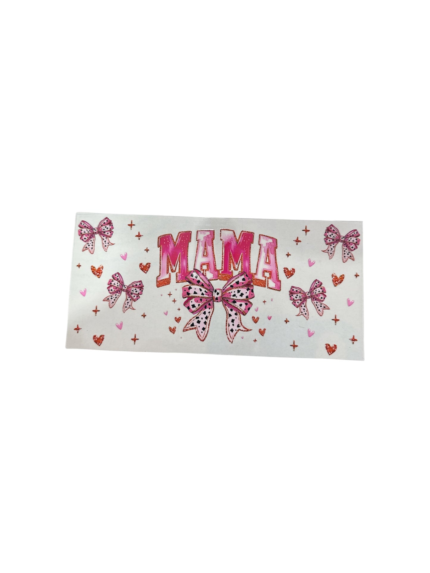 Mama Pink Bow UV DTF 16oz Cup Wrap, #374