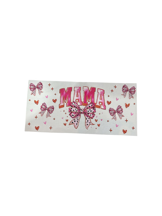 Mama Pink Bow UV DTF 16oz Cup Wrap, #374
