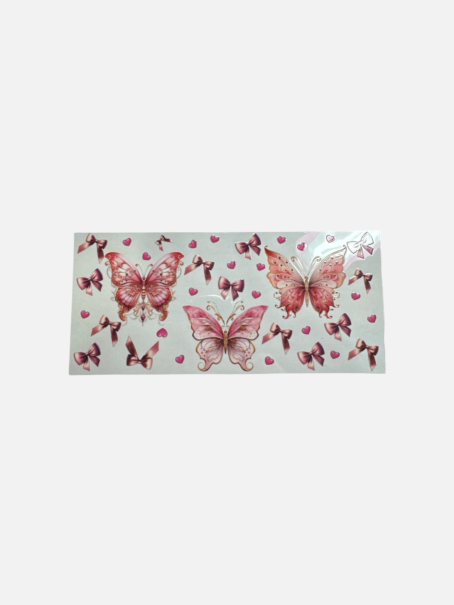 Pink Butterflies UV DTF 16oz Cup Wrap, #364 Tumbler Decal