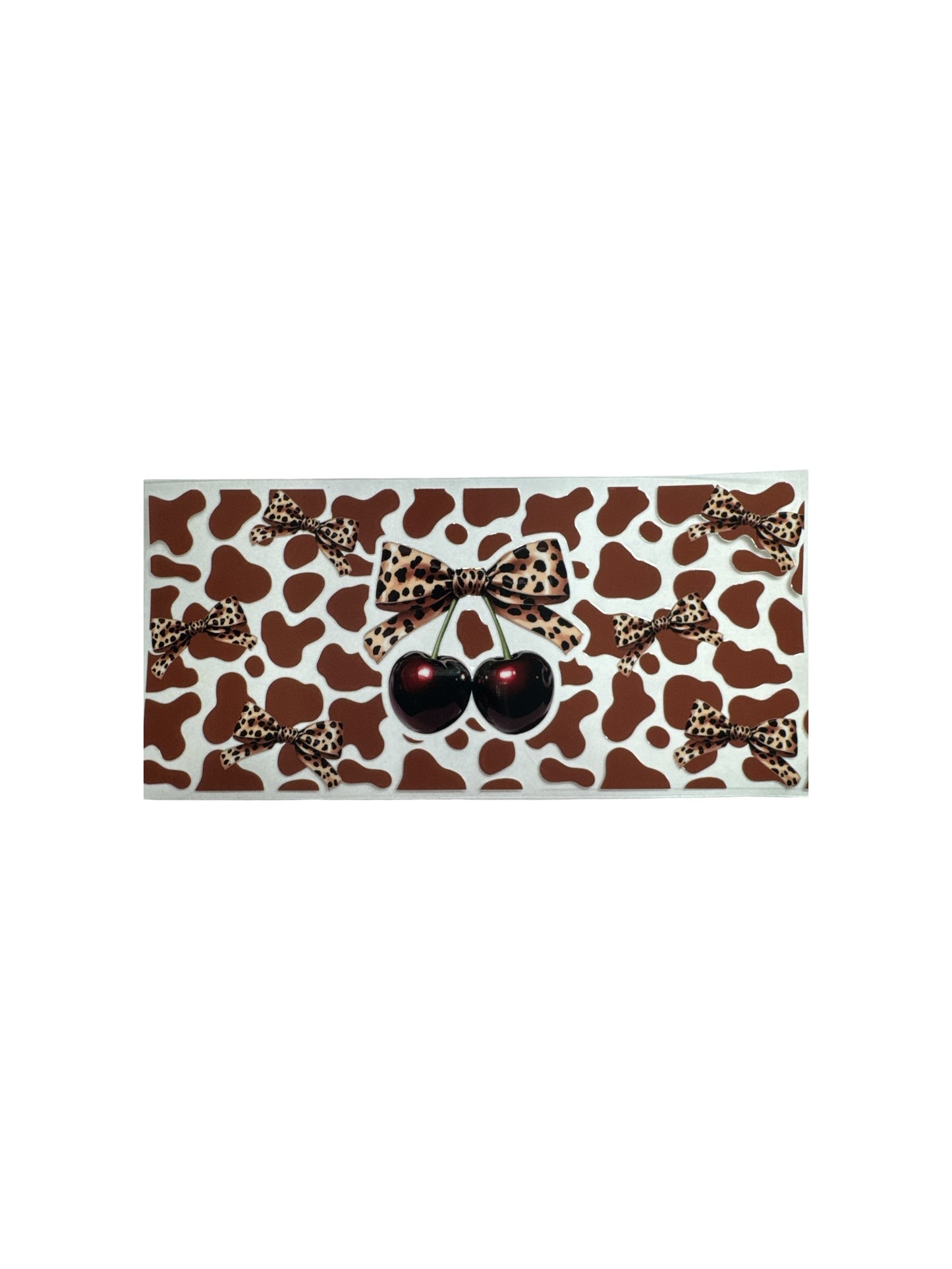 Cherry Bows Lepoard UV DTF 16oz Cup Wrap, #347 Tumbler Decal