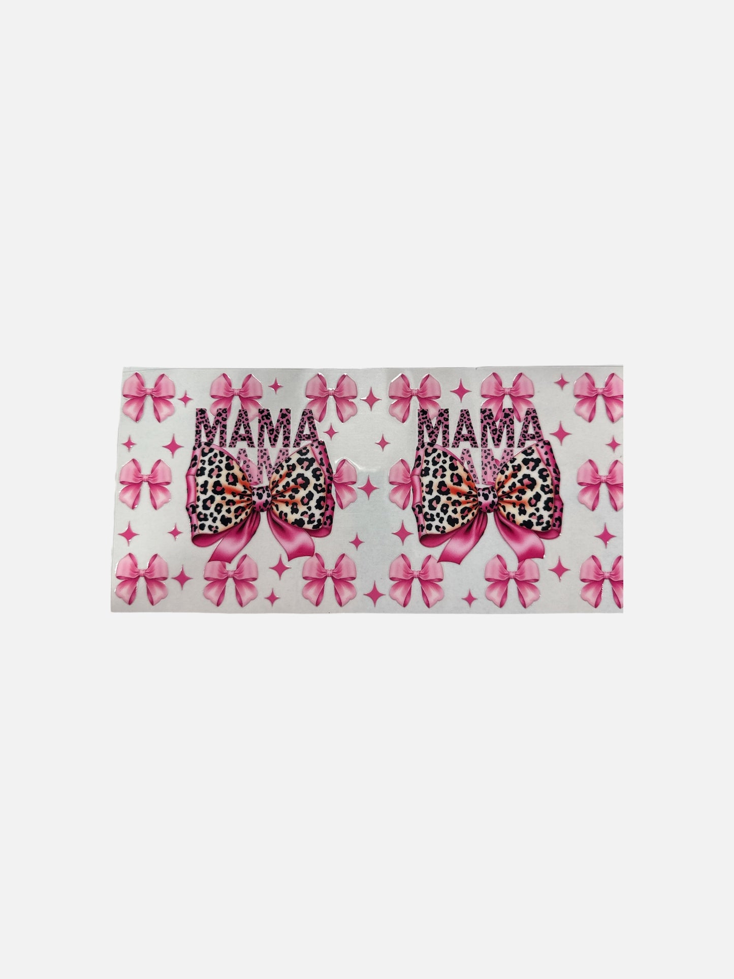 MOM pink leopard bows UV DTF 16oz Cup Wrap, #377