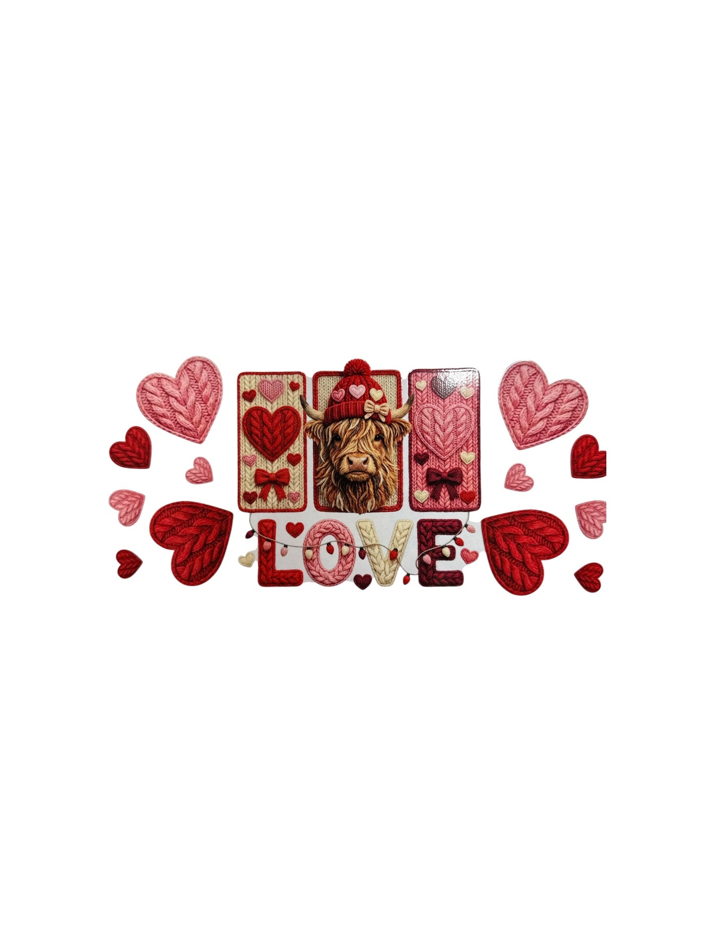 LOVE Hyland Cow Valentines 16oz UV DTF Transfer #397