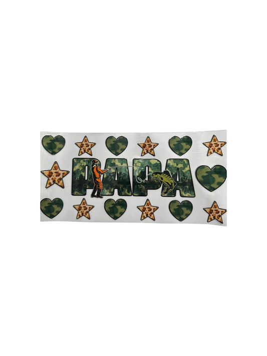 Papa Fishing UV DTF 16oz Cup Wrap, #424