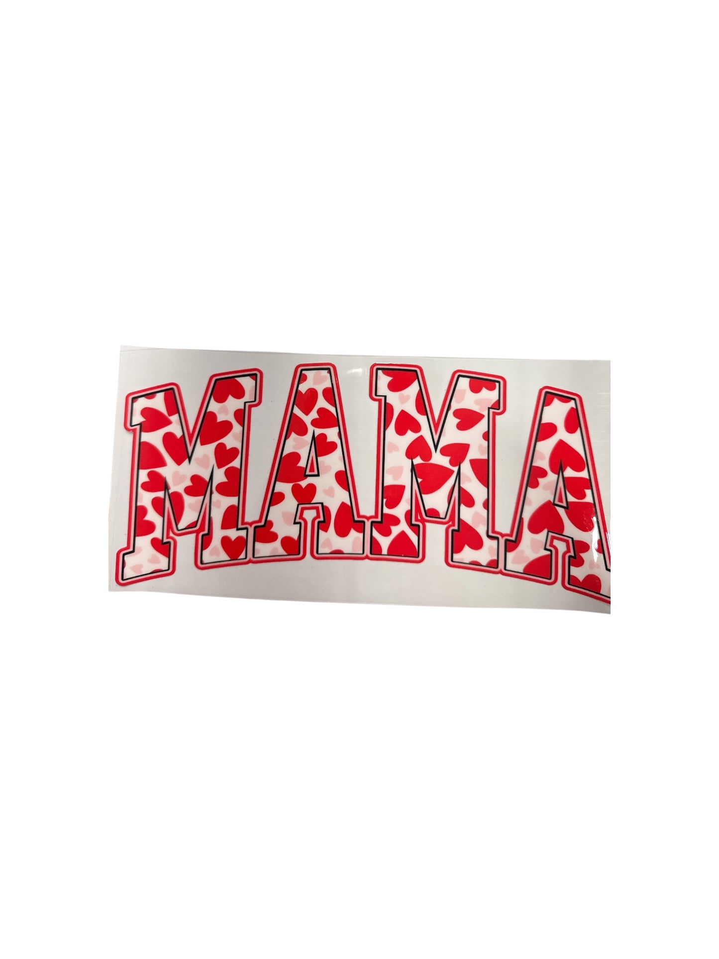 Mama Red Heart UV DTF 16oz Cup Wrap, #522