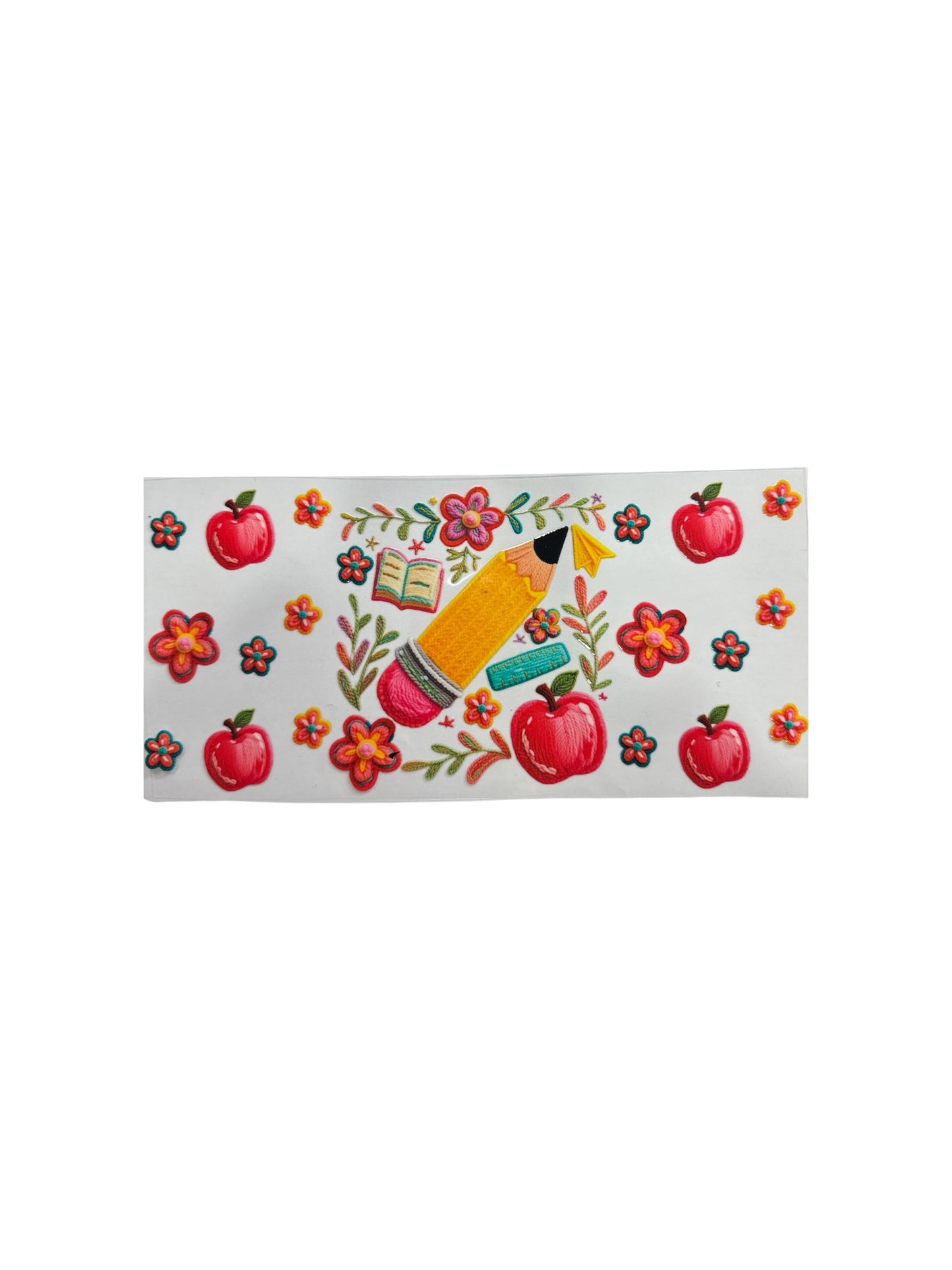 Pencil with Apples  16oz UV DTF Cup Wrap Transfer for Cups #534