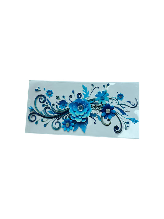 Blue Flowers 16oz UV DTF Transfer for Cups #445