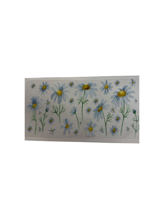 Daisy Flowers with blue tint 16oz UV DTF Cup Wrap #452