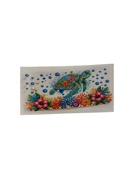 Sea Turtle with Rhinestones UV DTF Cup Wrap #455