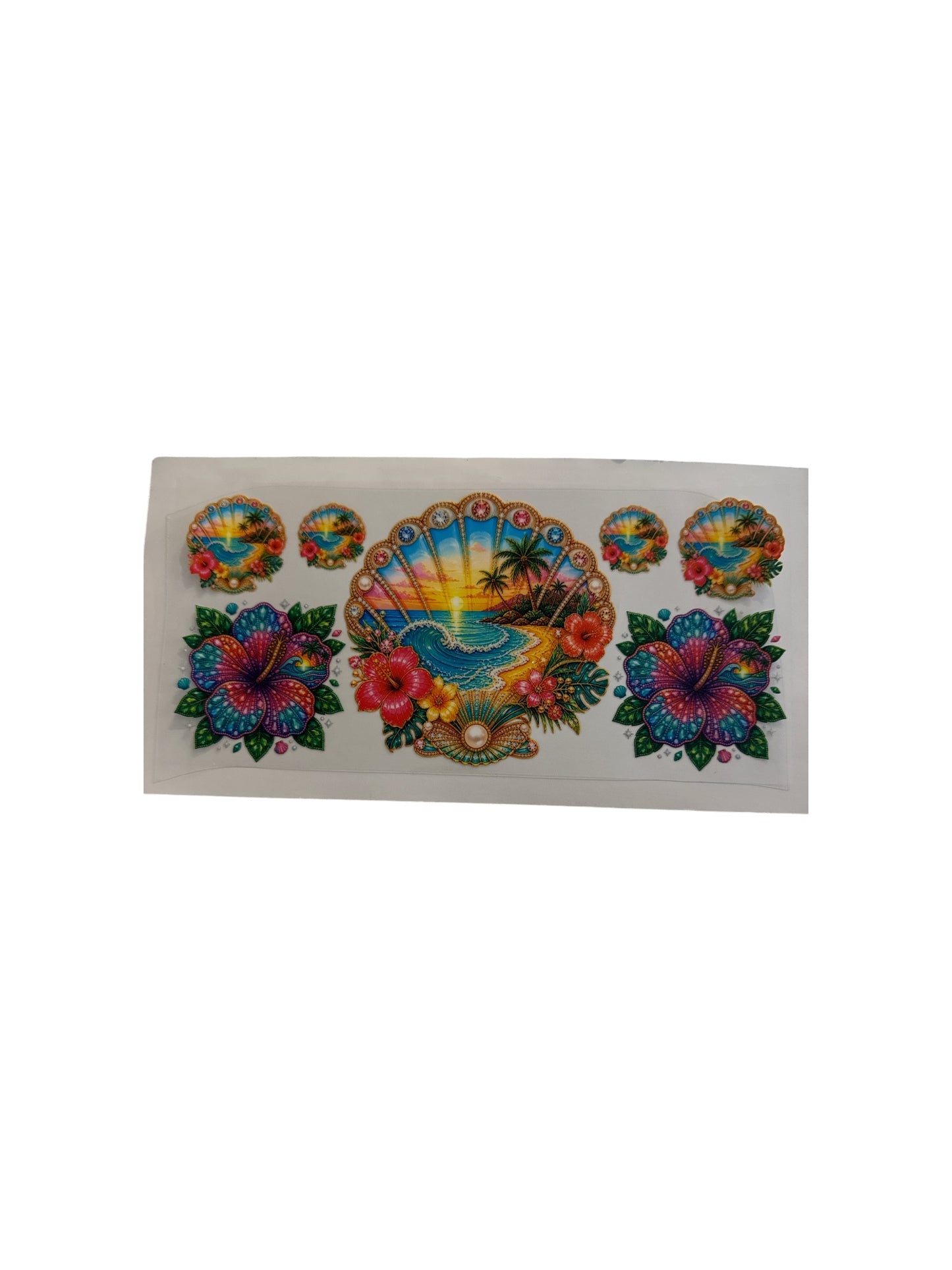 Clam with a view Rhinestones UV DTF Cup Wrap #456