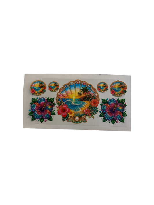 Clam with a view Rhinestones UV DTF Cup Wrap #456