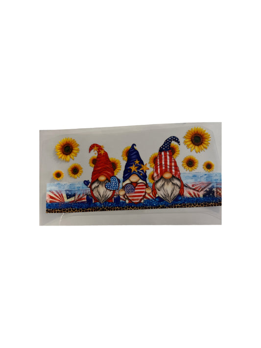 Gnomes Red White and Blue 16oz UV DTF Cup Wrap Transfer for Cups #479