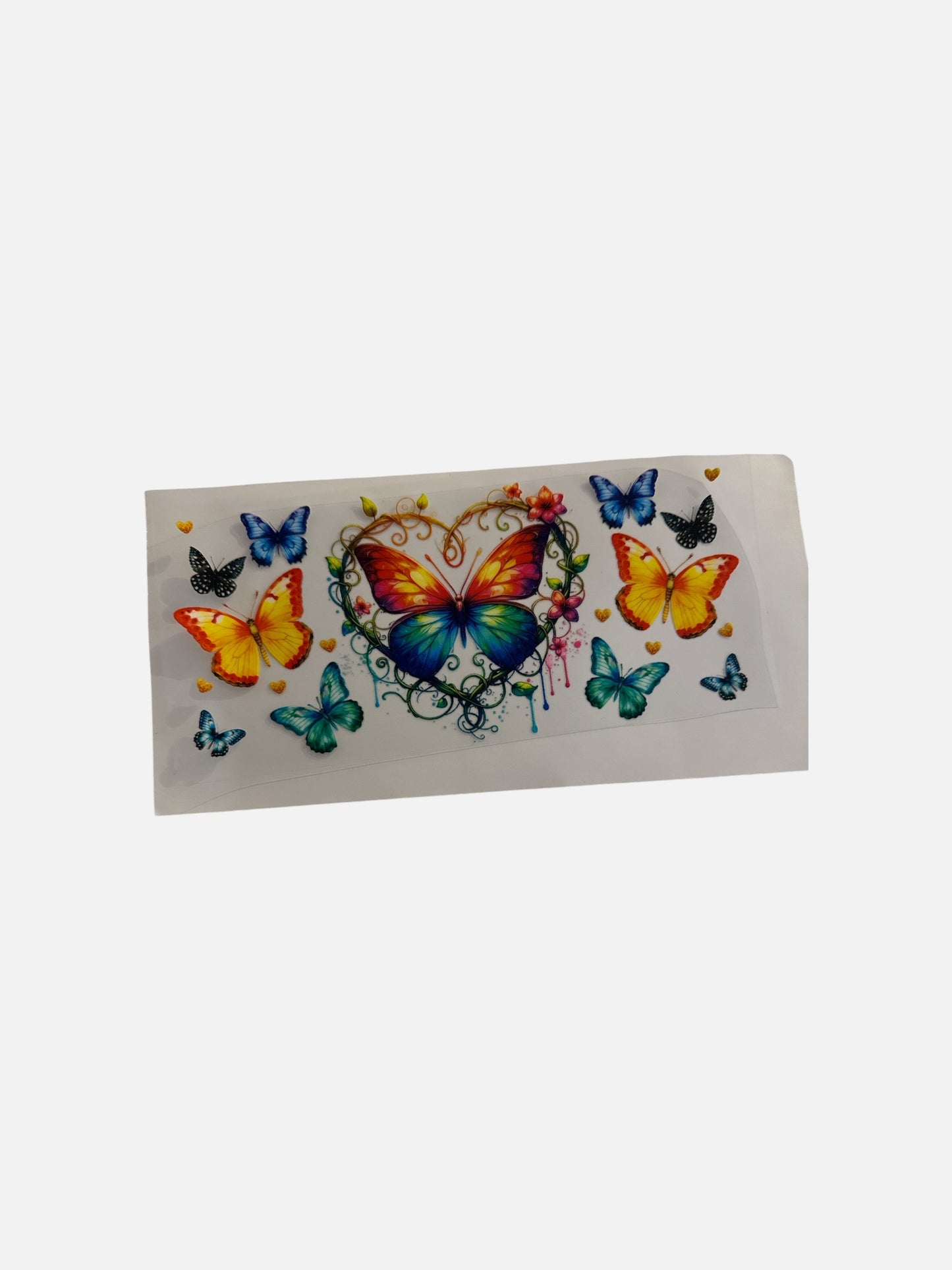 Butterflies and heart Colorful -16oz UV DTF Cup Wrap Transfer for Cups #467