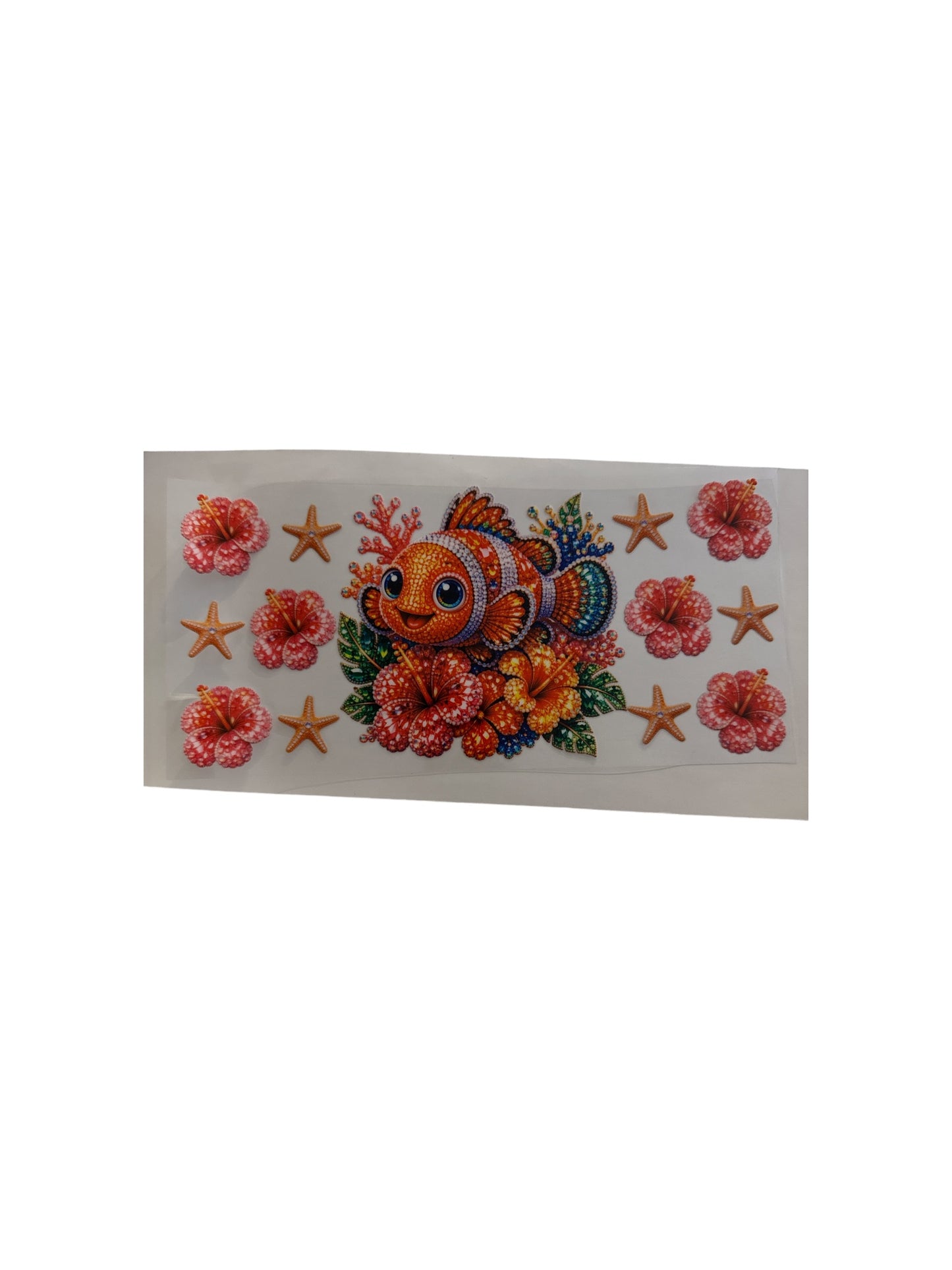 Clown Fish Rhinestone Cup Wrap 16oz UV DTF Cup Wrap #492
