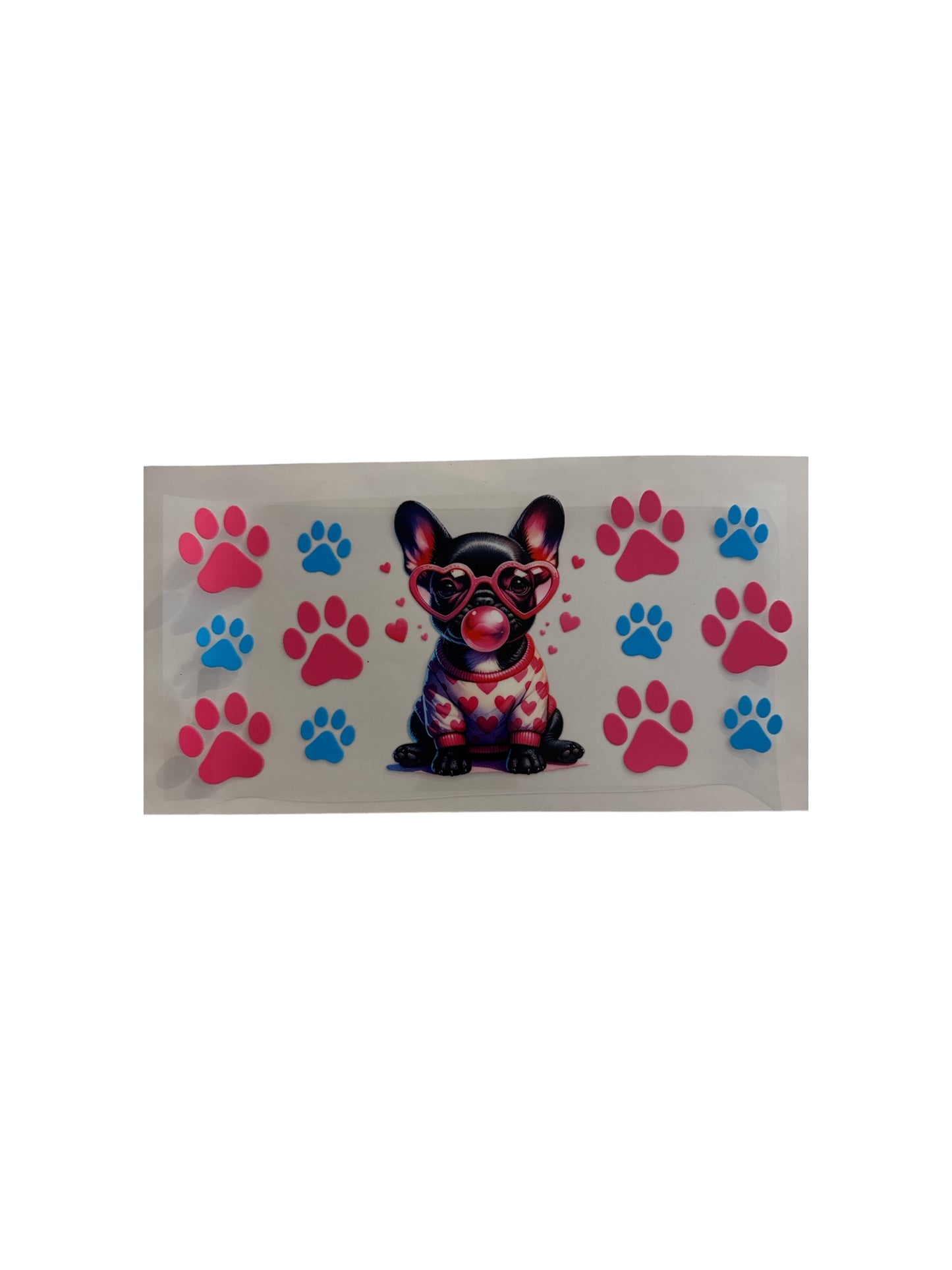 Dog with Bubblegum Cup Wrap 16oz UV DTF Cup Wrap #495