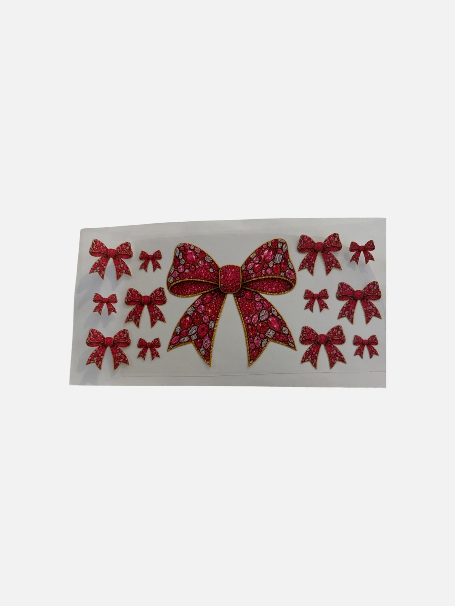 Red Bows with Diamonds and Rhinestones UV DTF Cup Wrap – #470