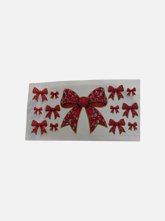Red Bows with Diamonds and Rhinestones UV DTF Cup Wrap – #470