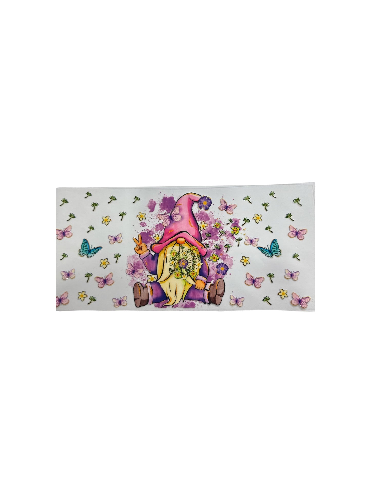 Gnome with Flowers UV DTF Transfer Wrap, #447 Decal