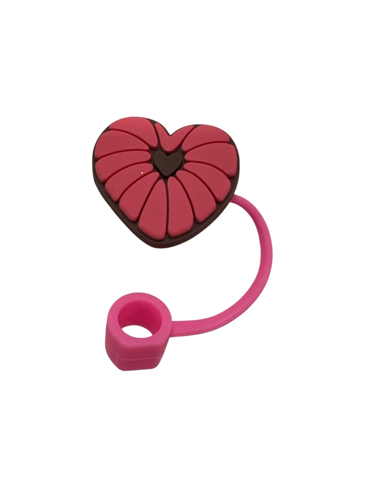 Heart Pink Concha Bread Straw Topper – Cute Silicone Drink Accessory for Tumblers