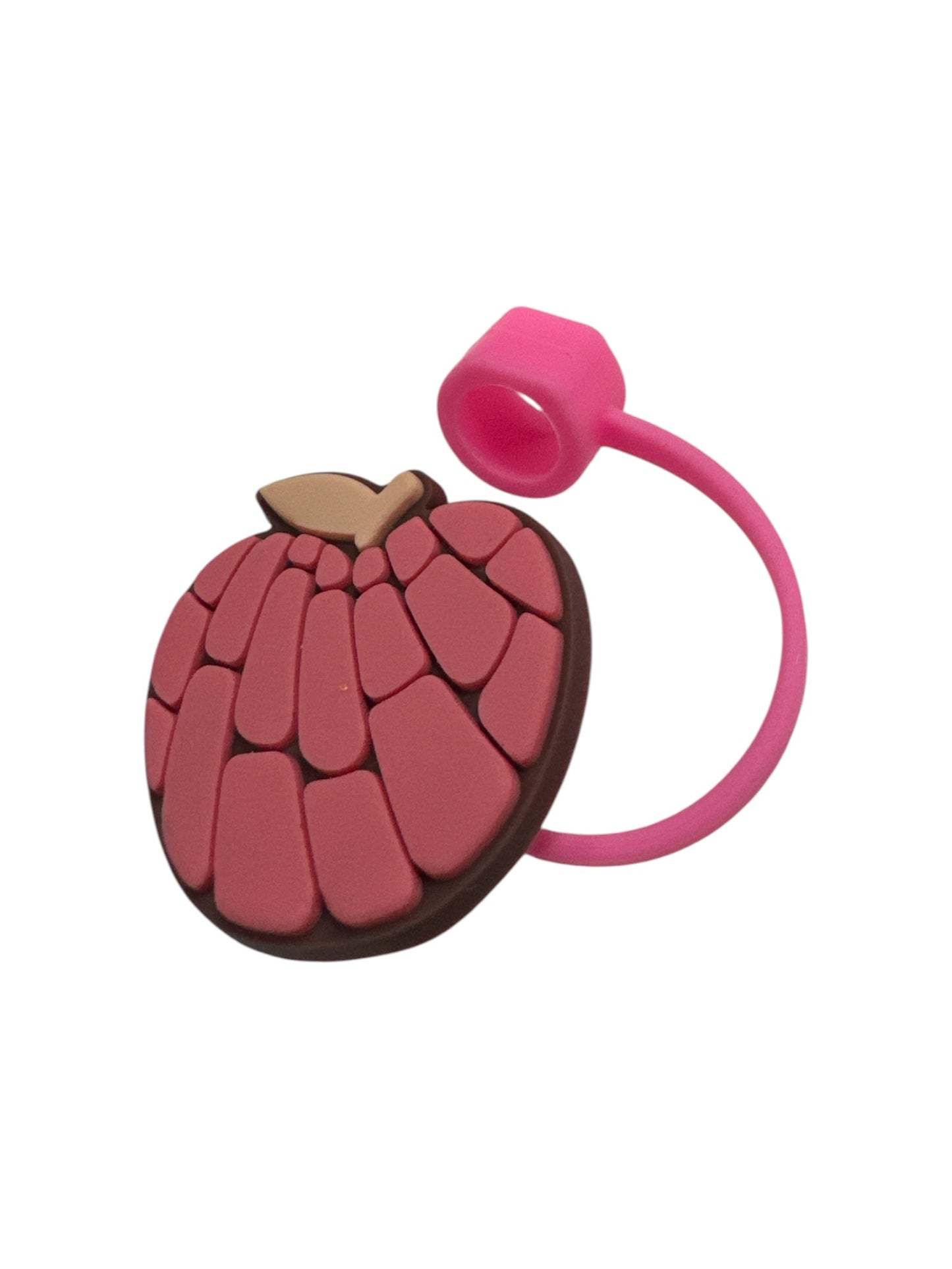 Apple Concha Bread Straw Topper – Cute Silicone Drink Accessory for Tumblers