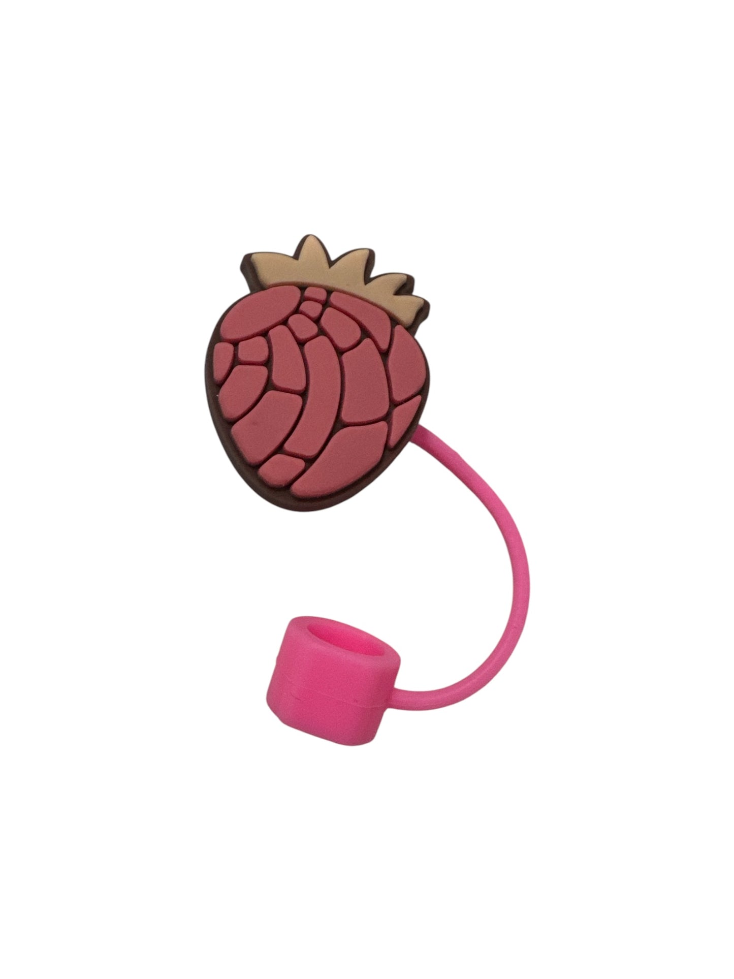 Strawberry Concha Bread Straw Topper – Cute Silicone Drink Accessory for Tumblers