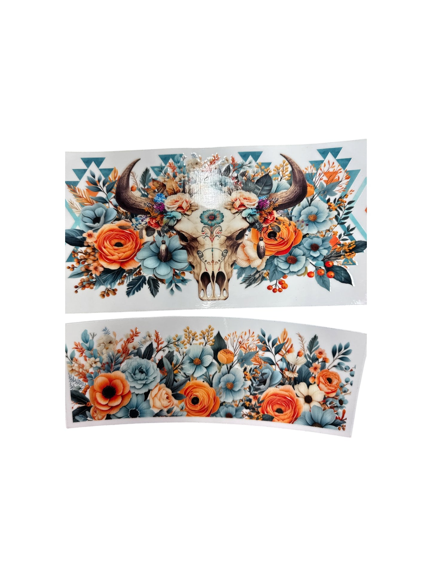 Skull in Flowers 40 oz UV DTF Transfer Wrap, #577 Decal