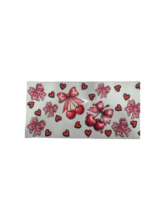 Cherries - Red with Pink UV DTF Cup Wrap – #558