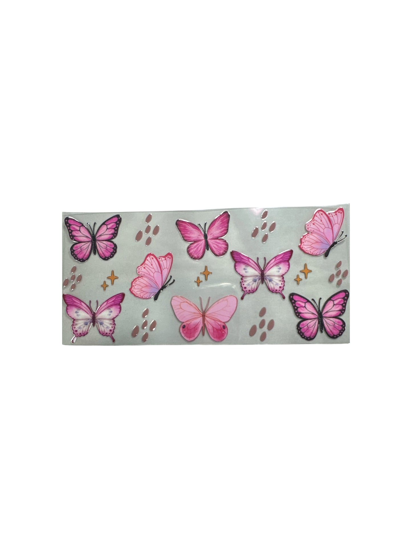 Butterflies Pink 16oz UV DTF Cup Wrap Transfer for Cups 630