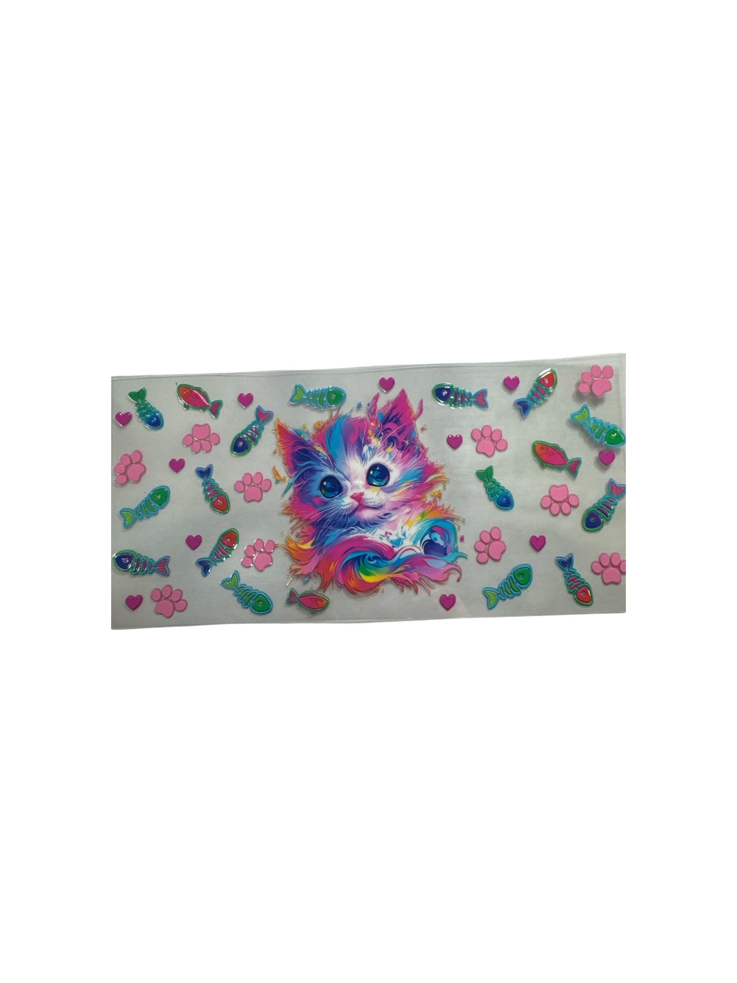 Kitten - Pink and Blue 16oz UV DTF Cup Wrap Transfer for Cups #624