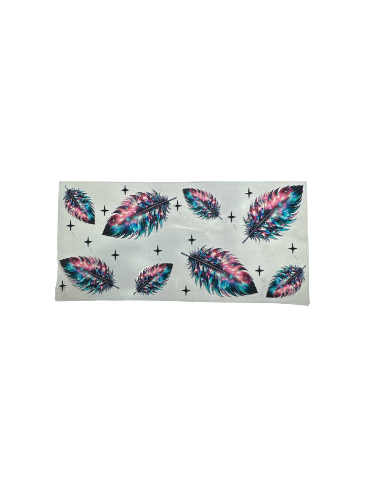 Feathers Pink and Blue UV DTF Cup Wrap – 16oz UV DTF Transfer Cups #581