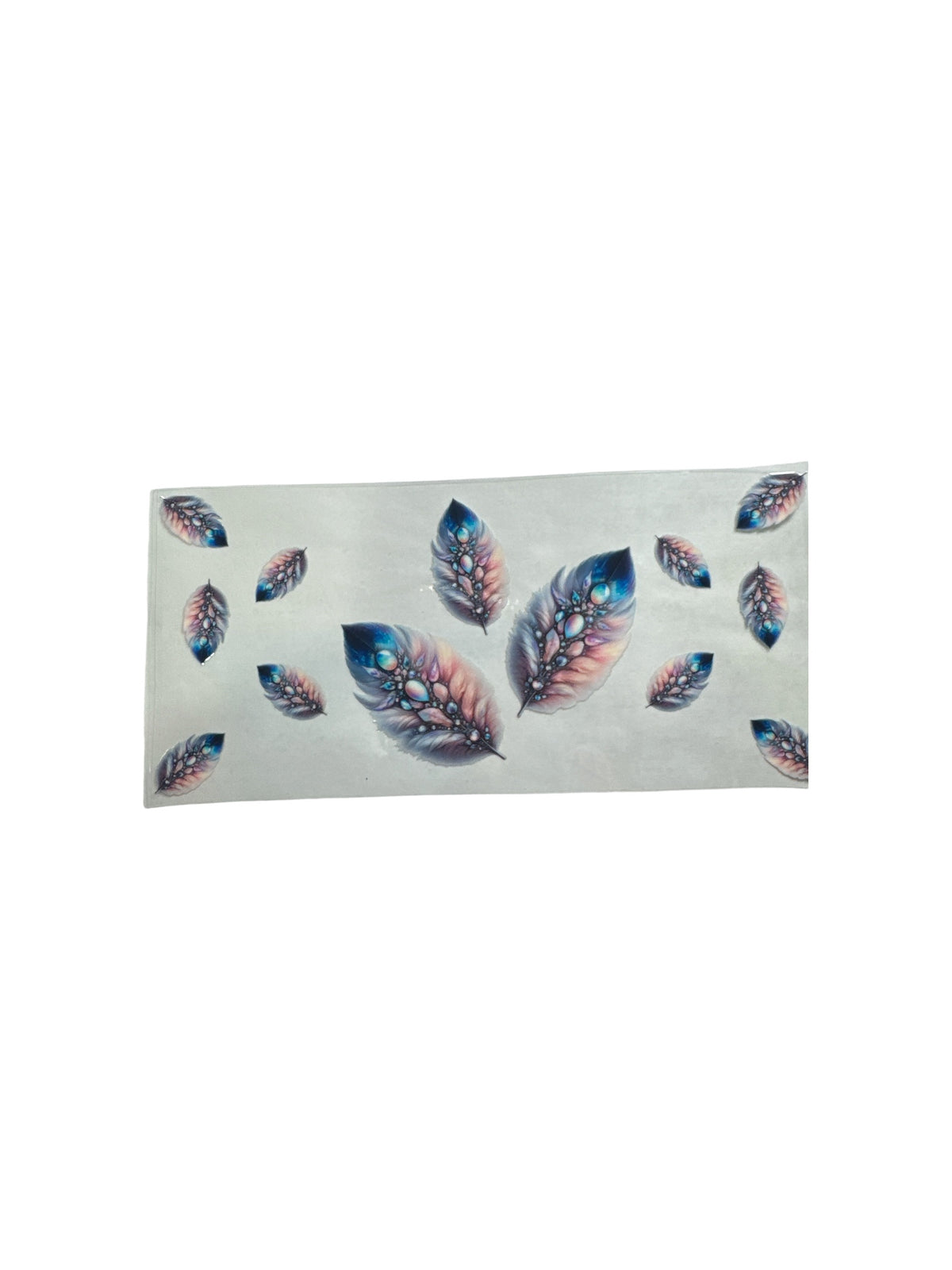 Feathers Pink and Blue UV DTF Cup Wrap – 16oz UV DTF Transfer Cups #582