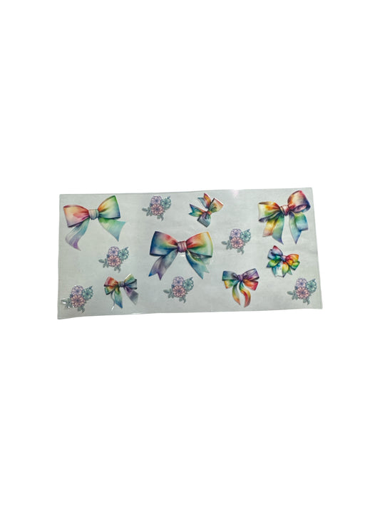Bows Rainbow Color and Flowers 16oz UV DTF Transfer #588