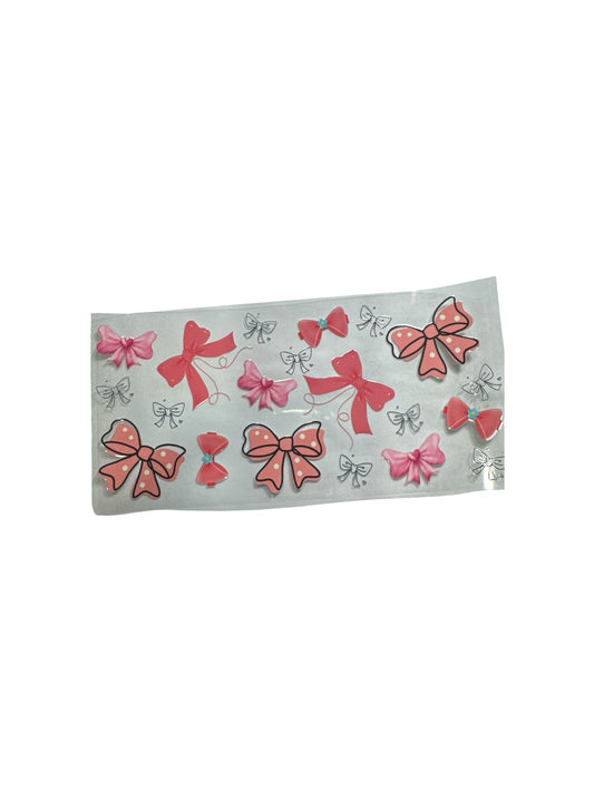Bows Pink Color 16oz UV DTF Transfer #589