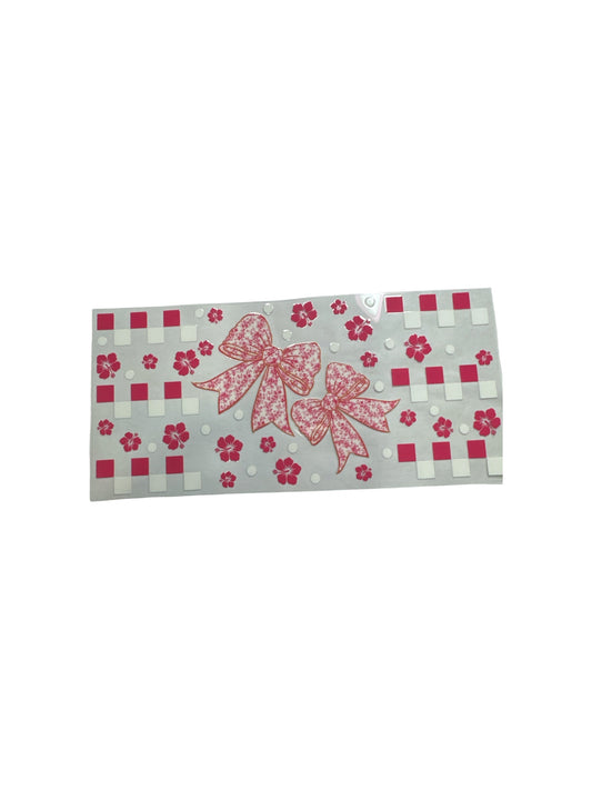 Pink bows and checkered UV DTF 16oz Transfer Wrap, #590