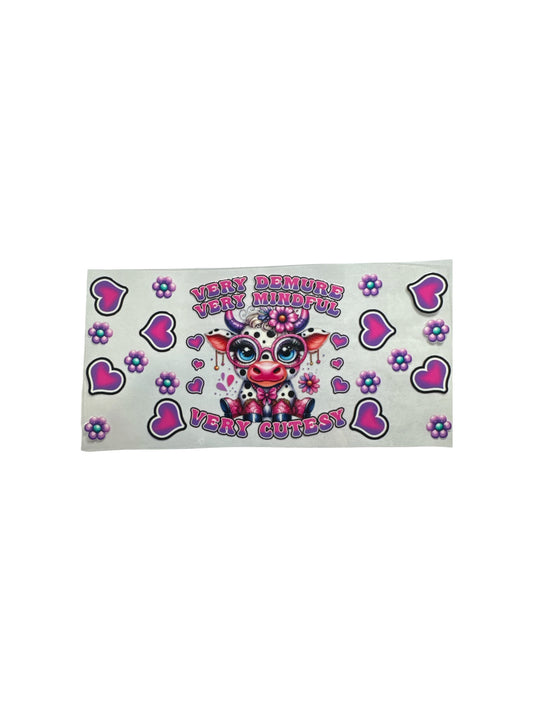 Very Demure Hyland Cow 16 oz UV DTF Cup Transfer #616
