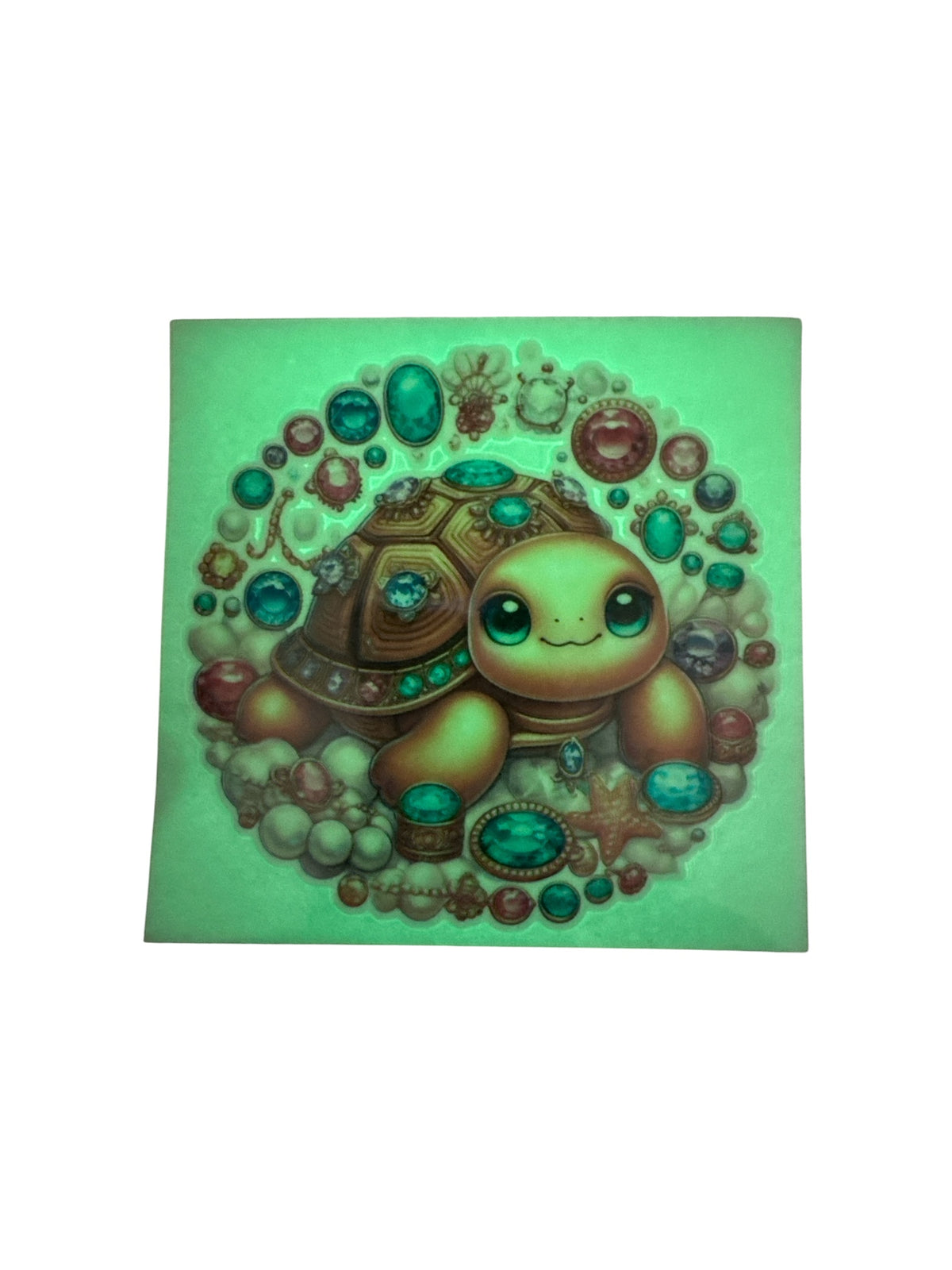 15oz GLOW IN THE DARK UV DTF Sea Turtle with Gems Transfer #639